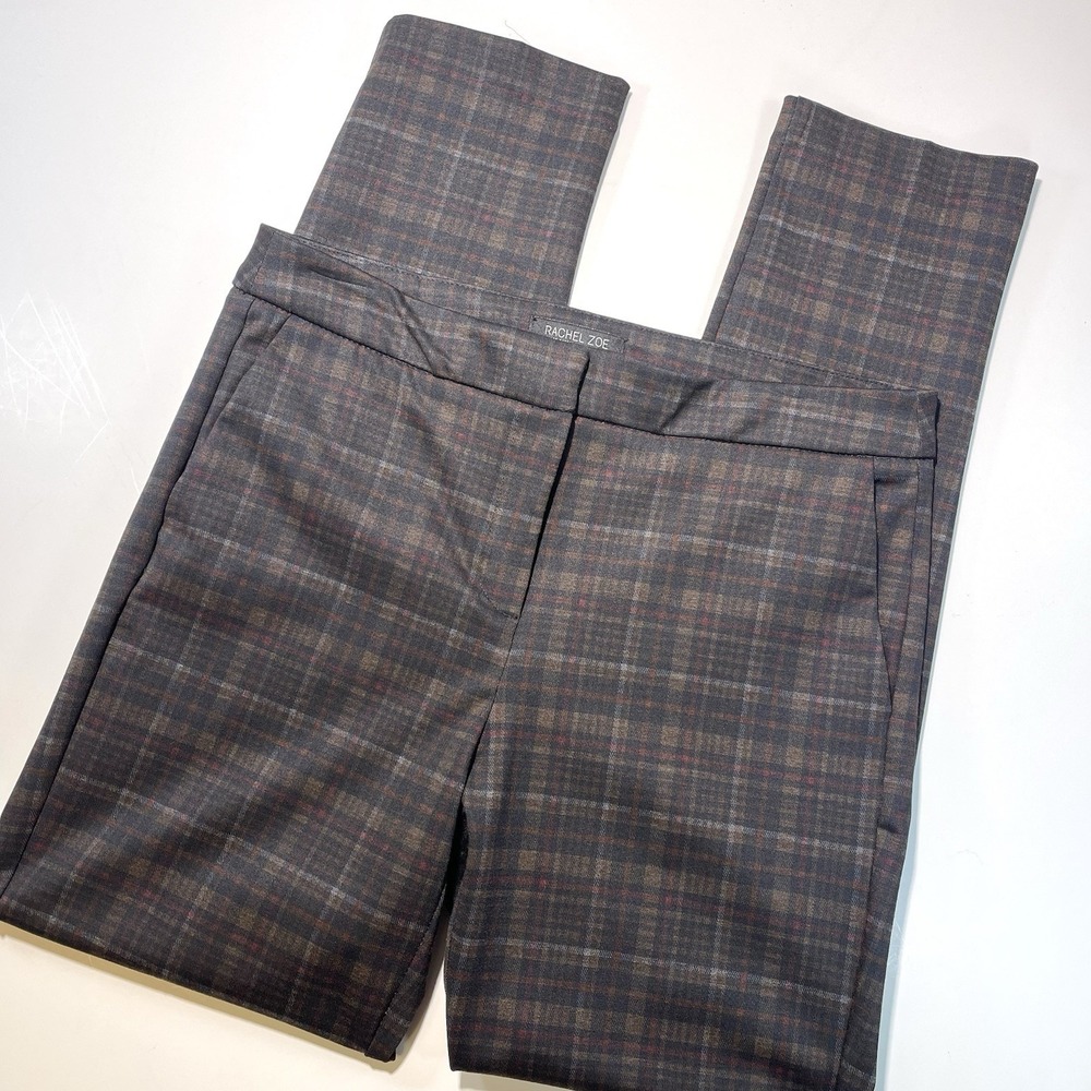 Rachel Zoe Women's Plaid Dress Pants Black Brown‎ Size 6